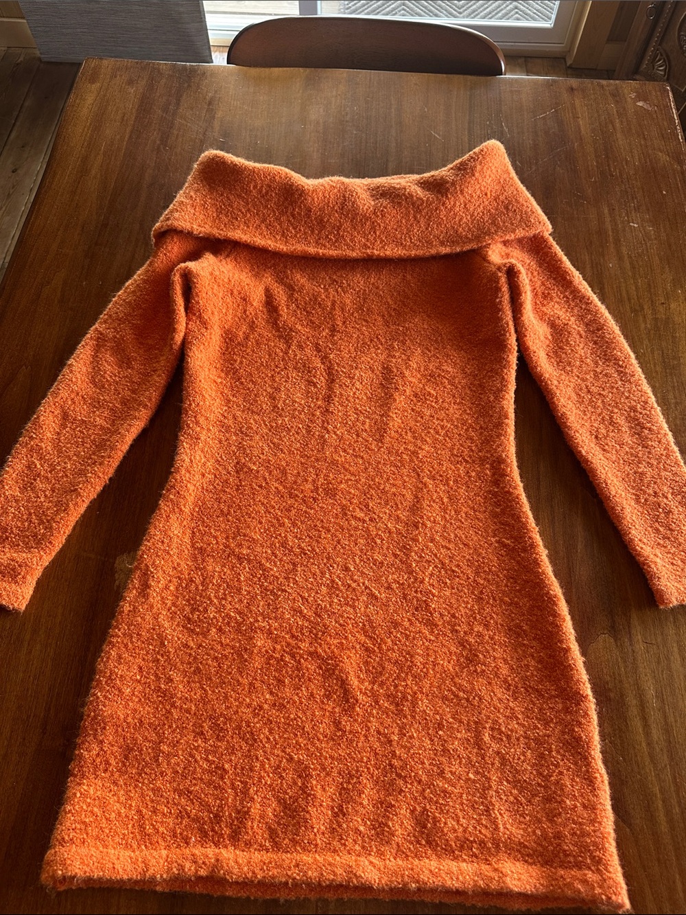 Cozy Off-Shoulder Orange Women’s Sweater Dress